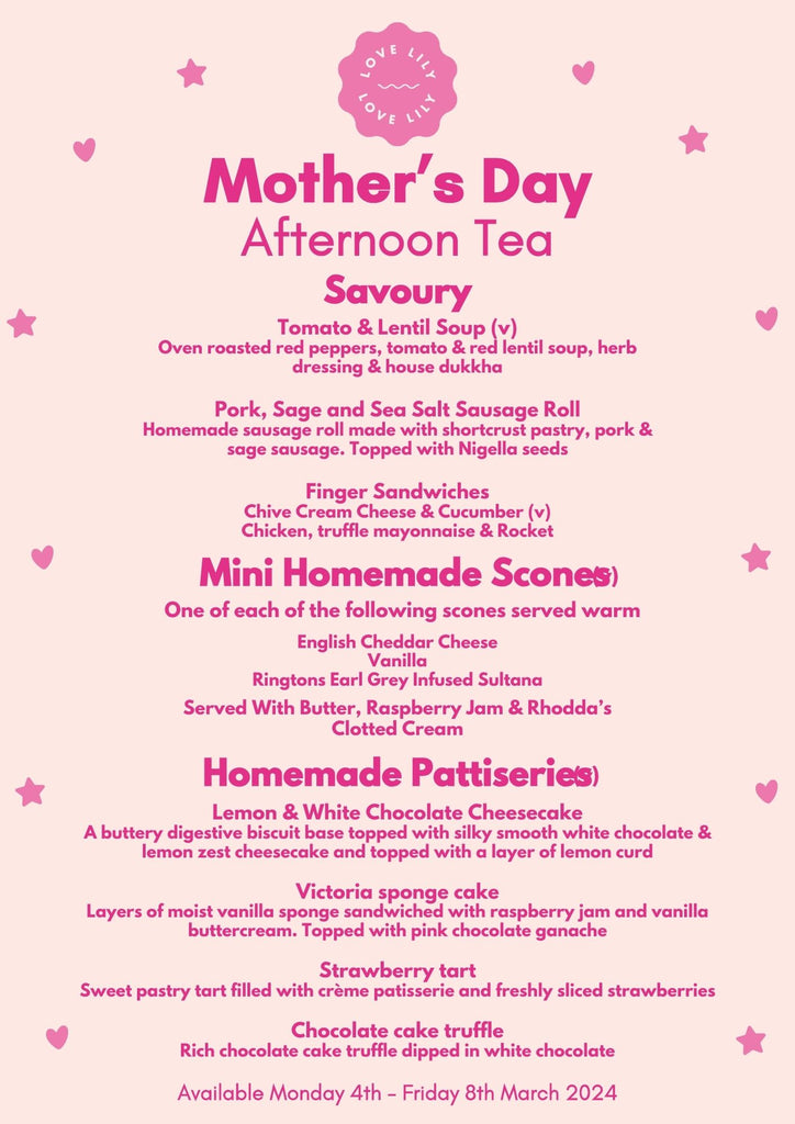 Monday 4th March Mothers Day Afternoon Tea