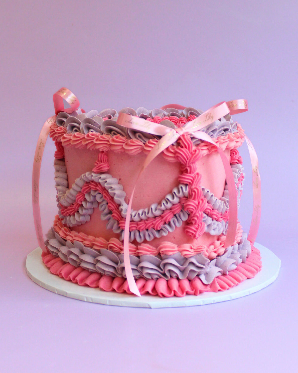 Pink Labanth Cake Lambeth Cake - Choose your design - Choose Heart or Tall Round | Love ...
